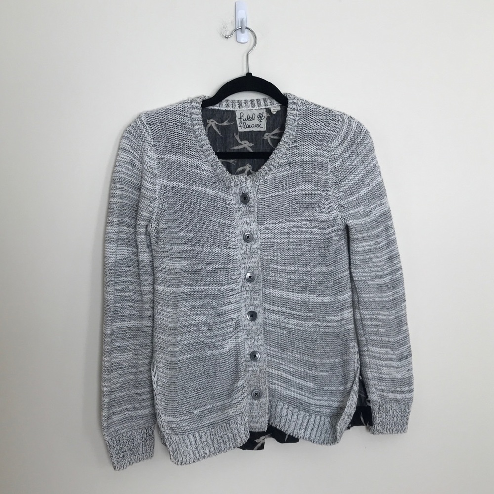 Anthro Field Flower Shirting Cardigan Sweater